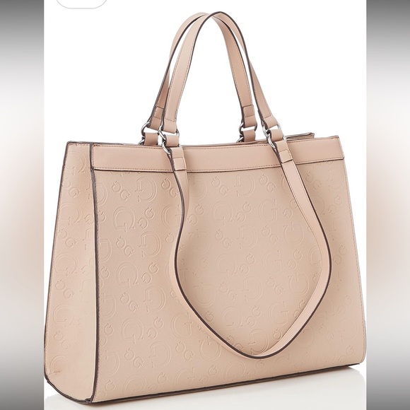Guess Sestri Pebbled Luxury Satchel in shade Latte - Picture 2 of 8
